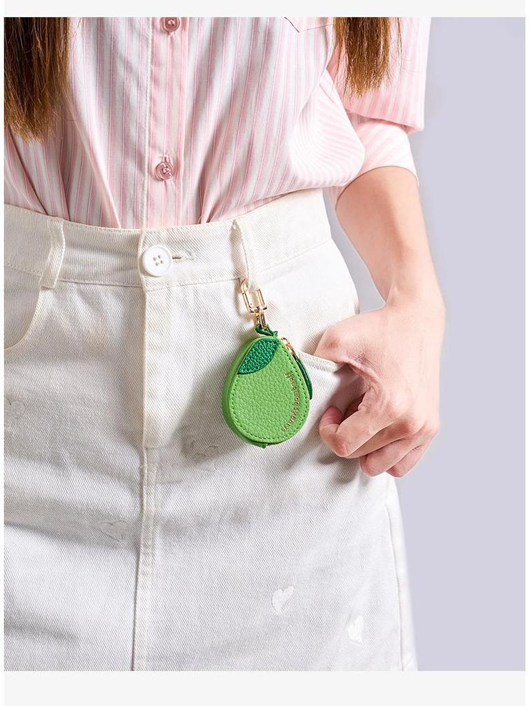 Cross-border Spot Bag Charm: Fruit Series Coin Purse, PU Leather Keychain, Earphone Bag - Small & Cute
