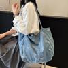 Women's Versatile Sweet Bowknot Denim Canvas Tote Bag - Large Capacity Shoulder Bag
