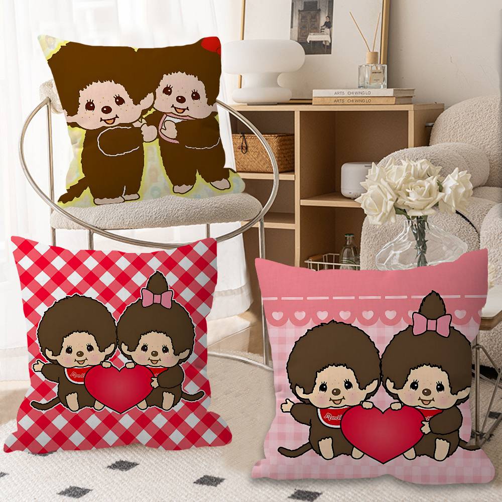 Anime M-Monchhichi Pillow Cushion Cover Pillowcase Living Room Sofa Home Decor