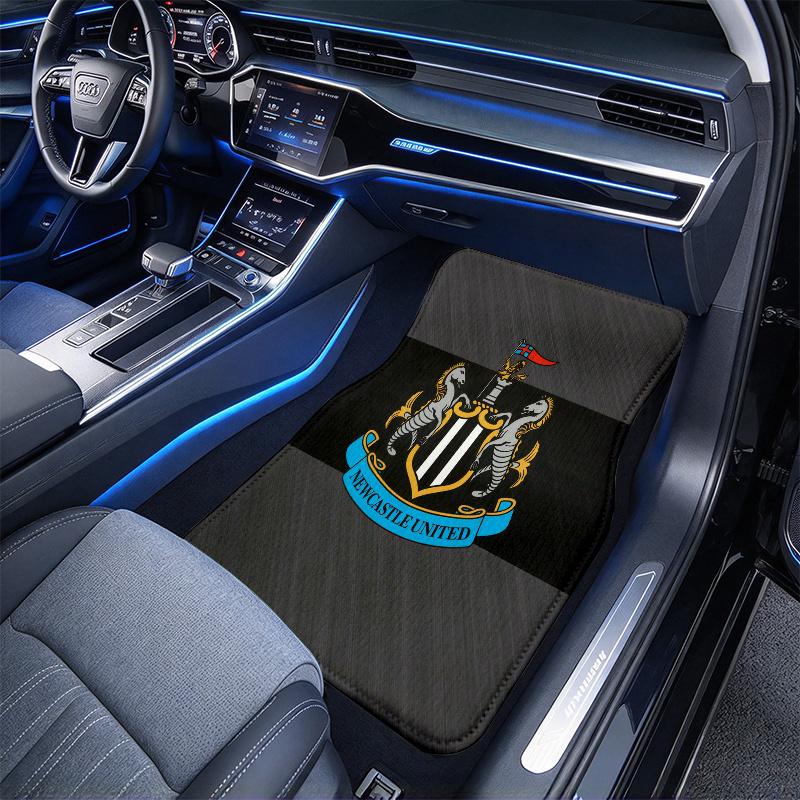 Newcastle United F.C Pattern Black Car Floor Mats Full Car Mats, XPE Non-Slip And Wear-Resistant Mats Suitable for SUV Interiors