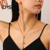 Water Drop Jewelry Adjustable Y Shape Slider Chain Necklace Golden Hoop Earrings for Weddings Parties