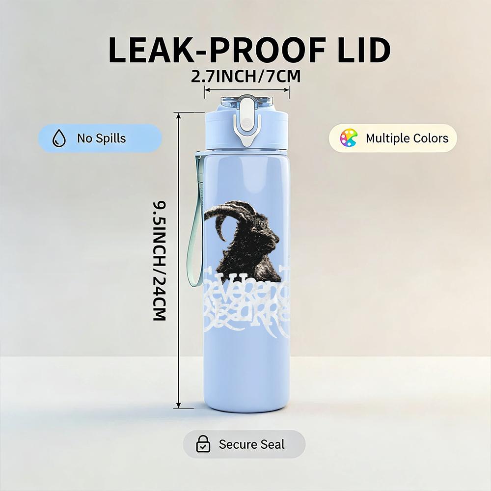1PC Black Bird Minimalist Silhouette Print 750ml Portable Sports Water Bottle Leakproof Gym Outdoor Travel Drink Cup
