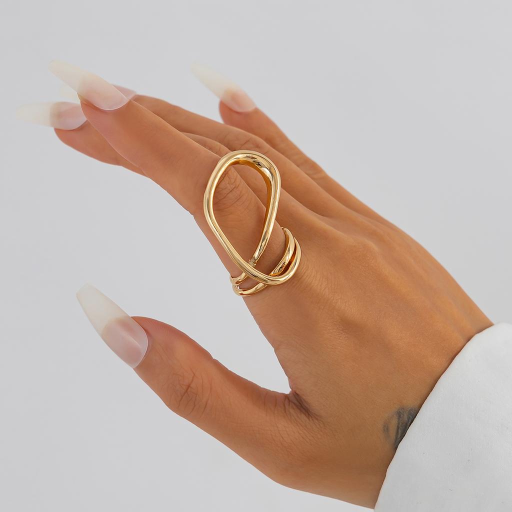 Ingemark 6 Styles Unique Large Petal Flower Twisted Wave Rings for Women Vintage Geometric Adjustable Ring Jewelry Steampunk Men