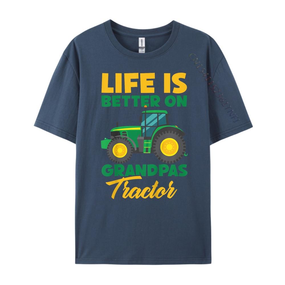 Kids Young Farmer Funny Tractor Boy On Grandpas Tractor Mens Shirts Graphic Tee Mens Clothes Classic