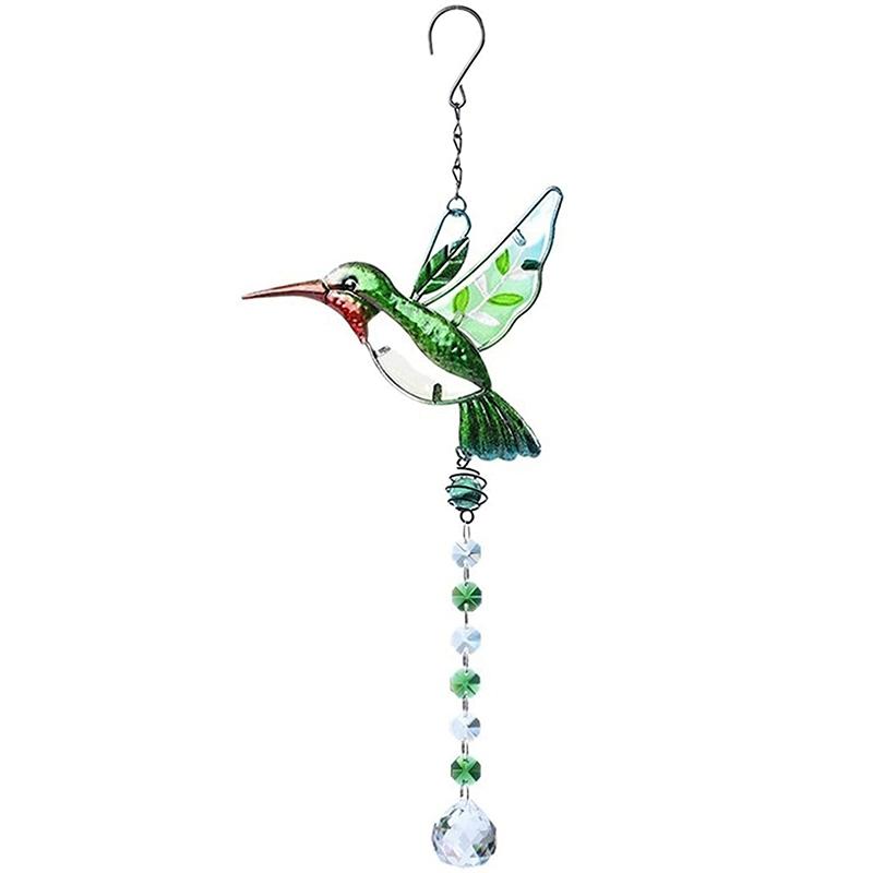Colorfol Crystal Pendant Butterfly Hummingbird Sun Catcher Chain Rainbow Maker Prism Painted Glass Wind Chimes Home Garden Decor
