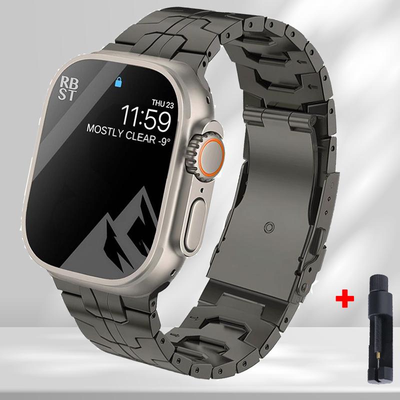 Ремешок из нержавеющей стали для Apple Watch Ultra 49 мм 7 8 45 мм 44 мм Мужской металлический браслет с звеньями iWatch Band 6 5 4 SE 3 42 мм 41 мм 40 мм