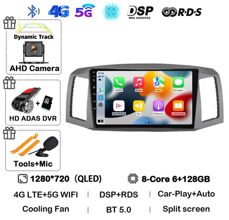 Android 14 Carplay Auto WIFI+4G для JEEP Grand Cherokee 2004 2005 2006 2007 Автомобильный радиоприемник Мультимедиа Видеоплеер GPS Стерео Аудио
