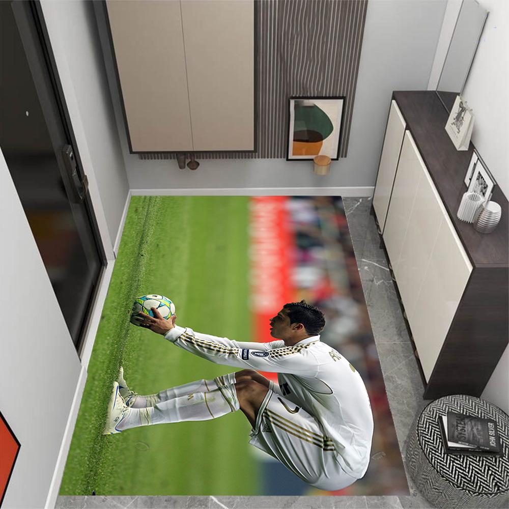 Cristiano Ronaldo Action Area Rug Perfect for Foyer Kitchen Game Room Balcony Antislip Carpet Anime Office Decor Wedding Party Gift