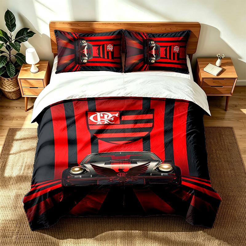 Clube de Regatas do Flamengo (1) 3pc set suitable for master bedrooms soft and comfortable an ideal gift for family and friends Includes one duvet cov