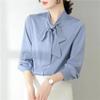 Acetate Satin French Court Shirt: 2025 Spring/Autumn Bow-Tie Blouse