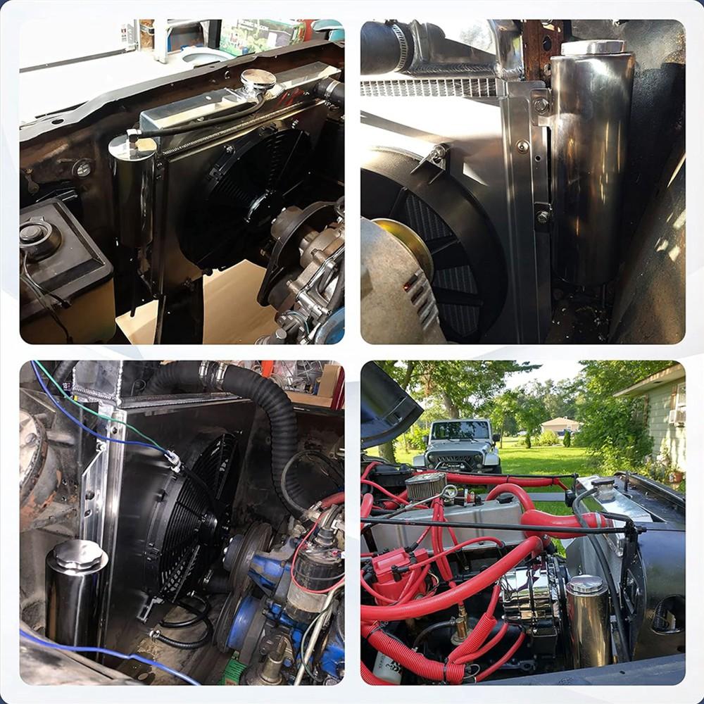 2''x13” / 3''x10” Radiator Coolant Overflow Puke Tank Universal Polished Stainless Steel Radiator Coolant Overflow Tank