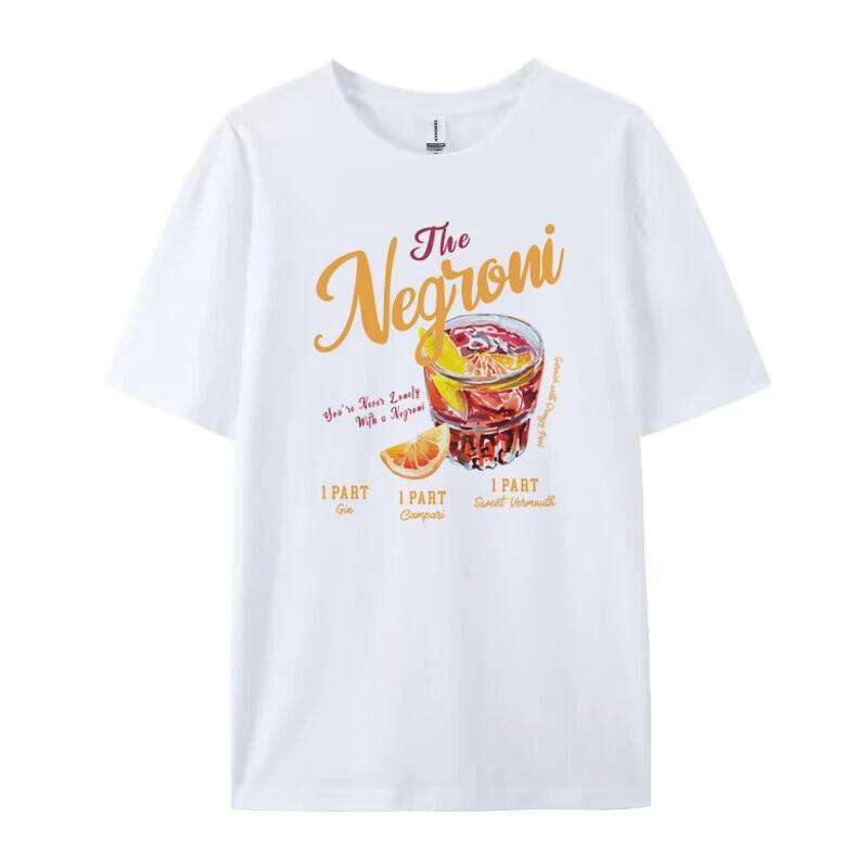 Negroni Womens Retro Tshirt Vintage Aesthetic Cocktail Drinking Lover T Shirt Loose Cotton Graphic Tees Unisex Clothes Gifts