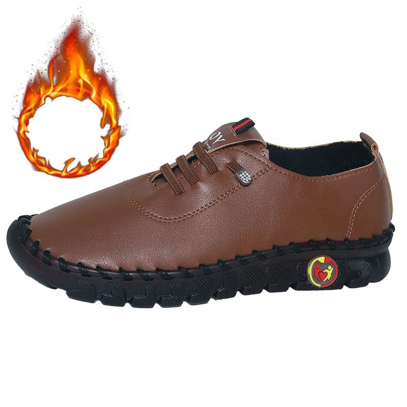 Модные женские вулканизированные туфли из искусственной кожи, повседневная обувь, сшитая вручную, удобная мягкая обувь, женская осенняя новая повседневная обувь, большой размер 45