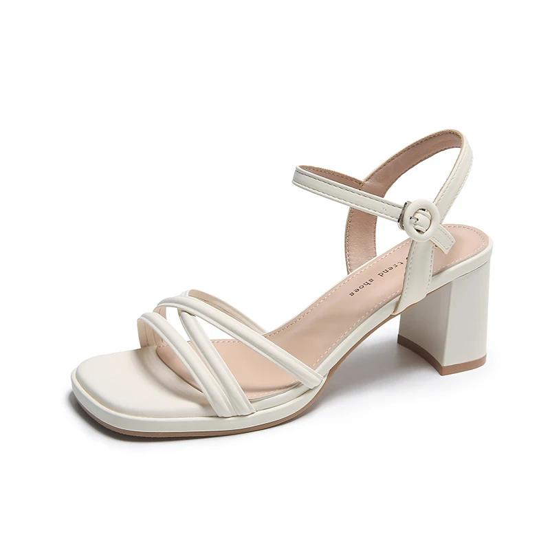 Fashion New High Heel Sandals Women's  Summer New Fashion Outwear Simple and Elegant One Belt Fashion Sandals Women