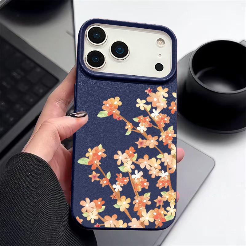 Чехол с цветочным узором «Цветы апельсина» для iPhone 17 Pro Max Funda iPhone 16 Pro Max 15 14 13 12 11 Air 16E Силиконовая накладка с текстурой кожи