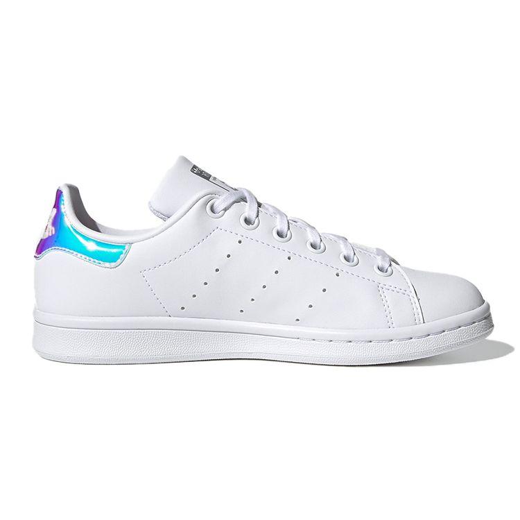 Adidas Stan Smith J Белые переливающиеся детские кроссовки Cloud-White Silver-Metallic FX7521