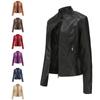 Women's Leather Jacket Women's Slim Jacket Thin Spring and Autumn Jacket Women's Motorcycle Jacket Large Size Stand Collar Leather Jacket