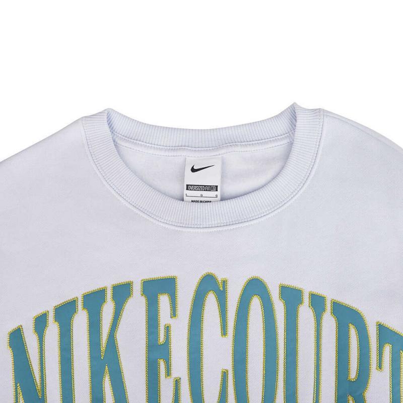Nike Свитшот в студенческом стиле с буквенным принтом, круглым вырезом, спущенной линией плеча и длинным рукавом, женский, белый, HQ0352-085
