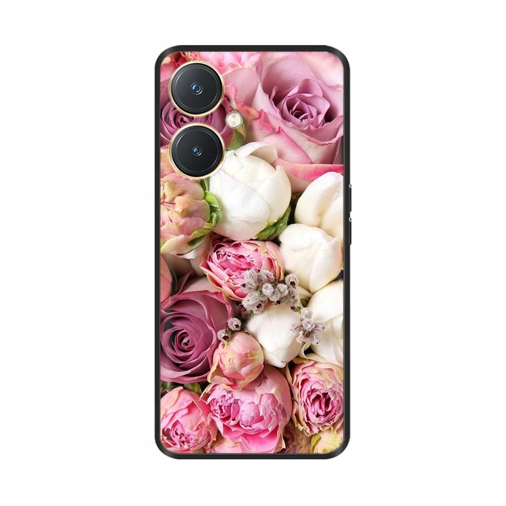 Чехол для Vivo Y27 Y27s Модные Цветы Черный Мягкий Силиконовый Ударопрочный TPU Чехол для Телефона Funda для Vivo Y27 Y 27 Бампер V2249