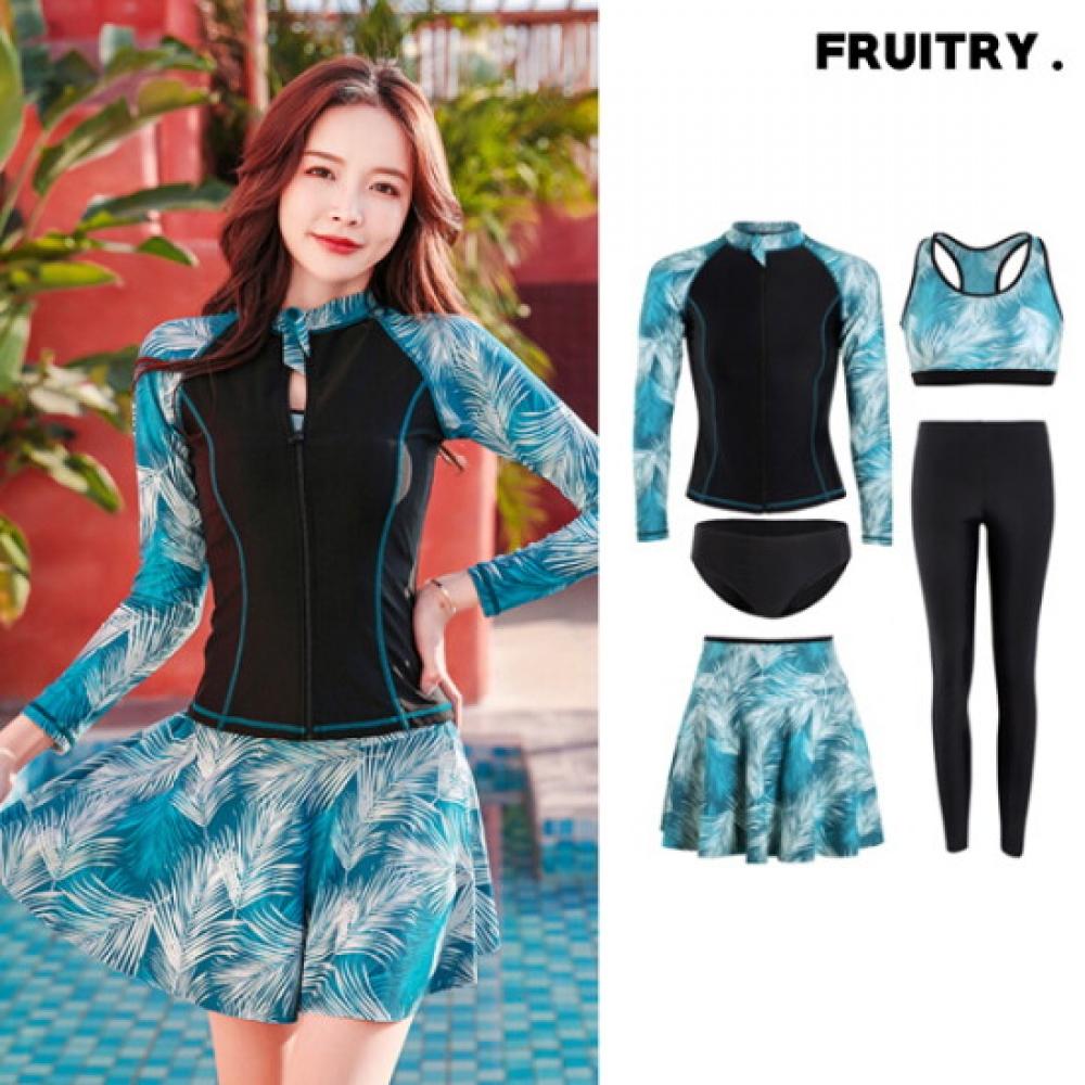 Fruitry Women Milk 5 Piece Skirt Swimwear Ladies Rash Guard Set Belly Cover Mpn