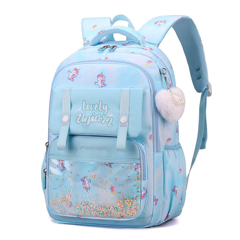 Unicorn Printed Rainbow Childrens Backpack Large Capacity Schoolbag Lightweight