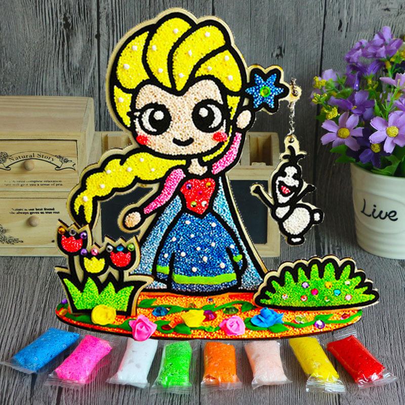 3D Wood Snowflake Clay Painting Children DIY Creative Colorful Mud Painting Board Art Painting Tool Child