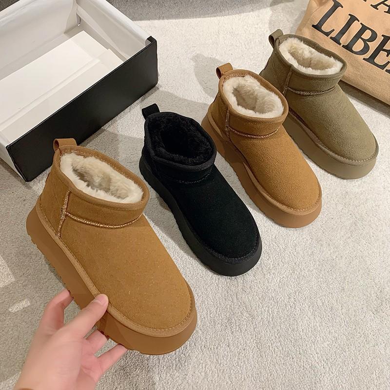 Winter New Thick-soled Suede Velvet Thermal Short Snow Boots Female Internet Celebrity Fashion Casual Student Female Cotton Boots Tide