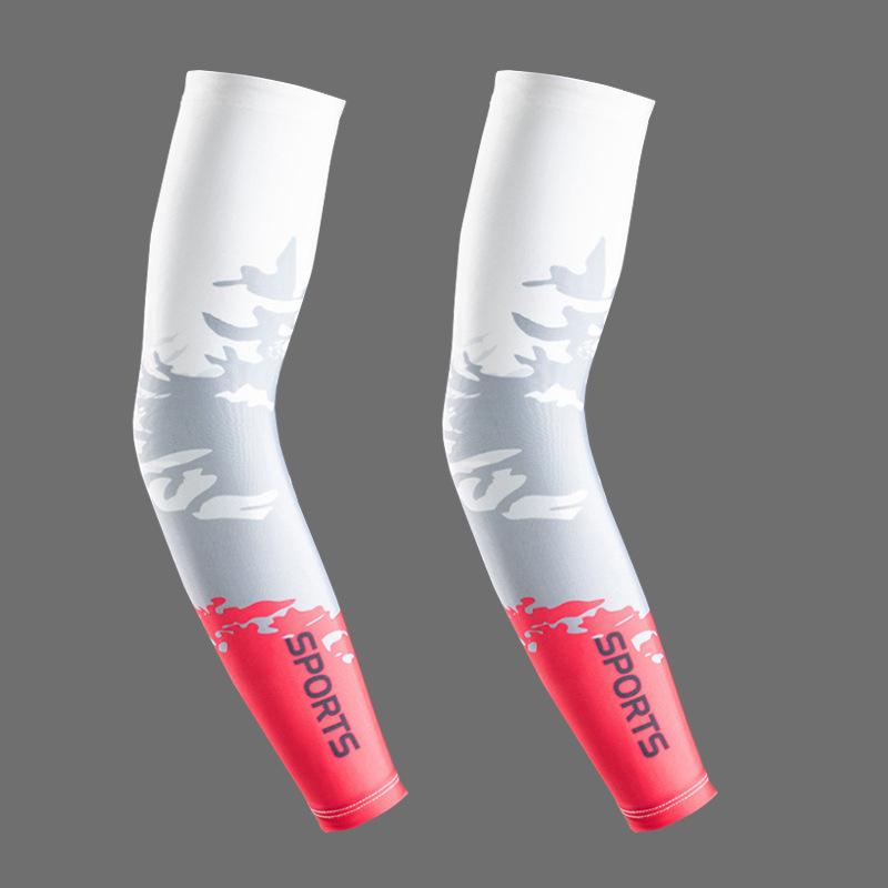 Gradient SPORTS Print Ice Silk UV Protection Arm Sleeves, Cooling Anti-Slip Sun Sleeves for Men Women Outdoor Cycling Driving