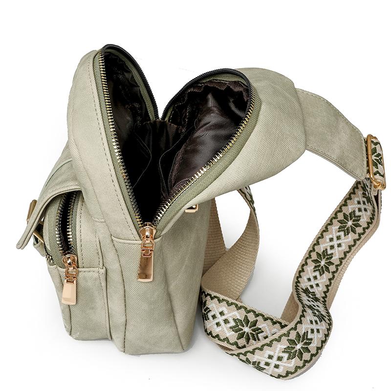 Нагрудная сумка Женская мягкая кожаная сумка через плечо Сумка на плечо