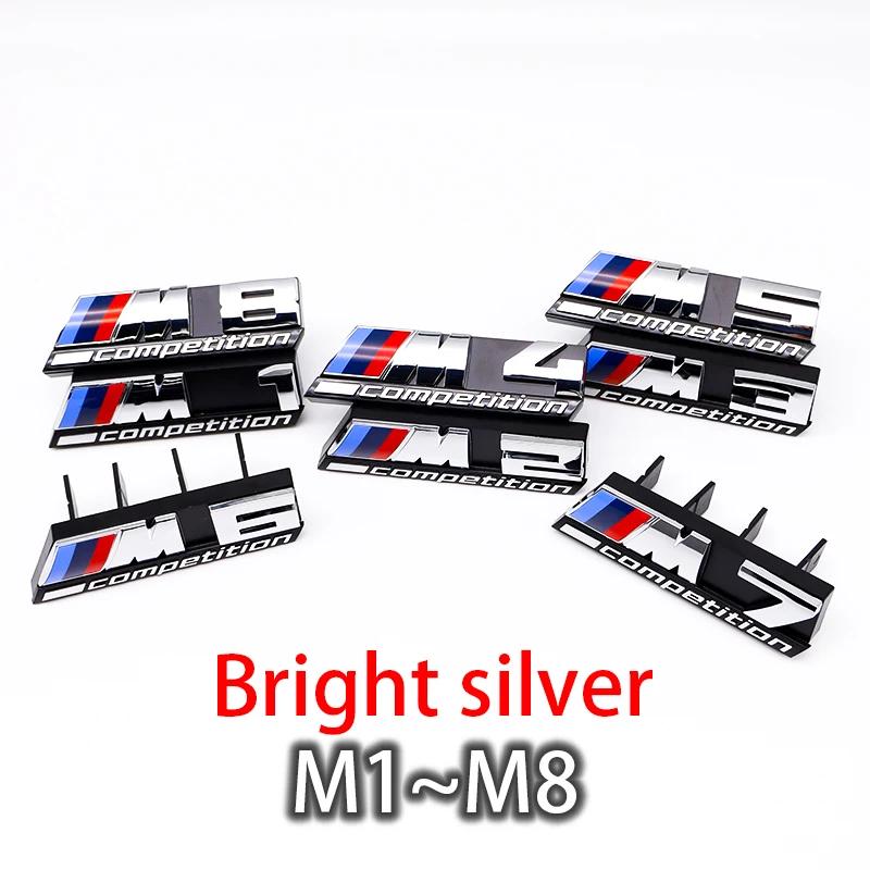 HBSA8 Car Sticker ABS Car Front Grille Emblem M1 M2 M3 M4 M5 M6 M7 X1 X2 X3 X4 X5 X6 X7 For BMW M Competition LOGO Decor Car Styling A