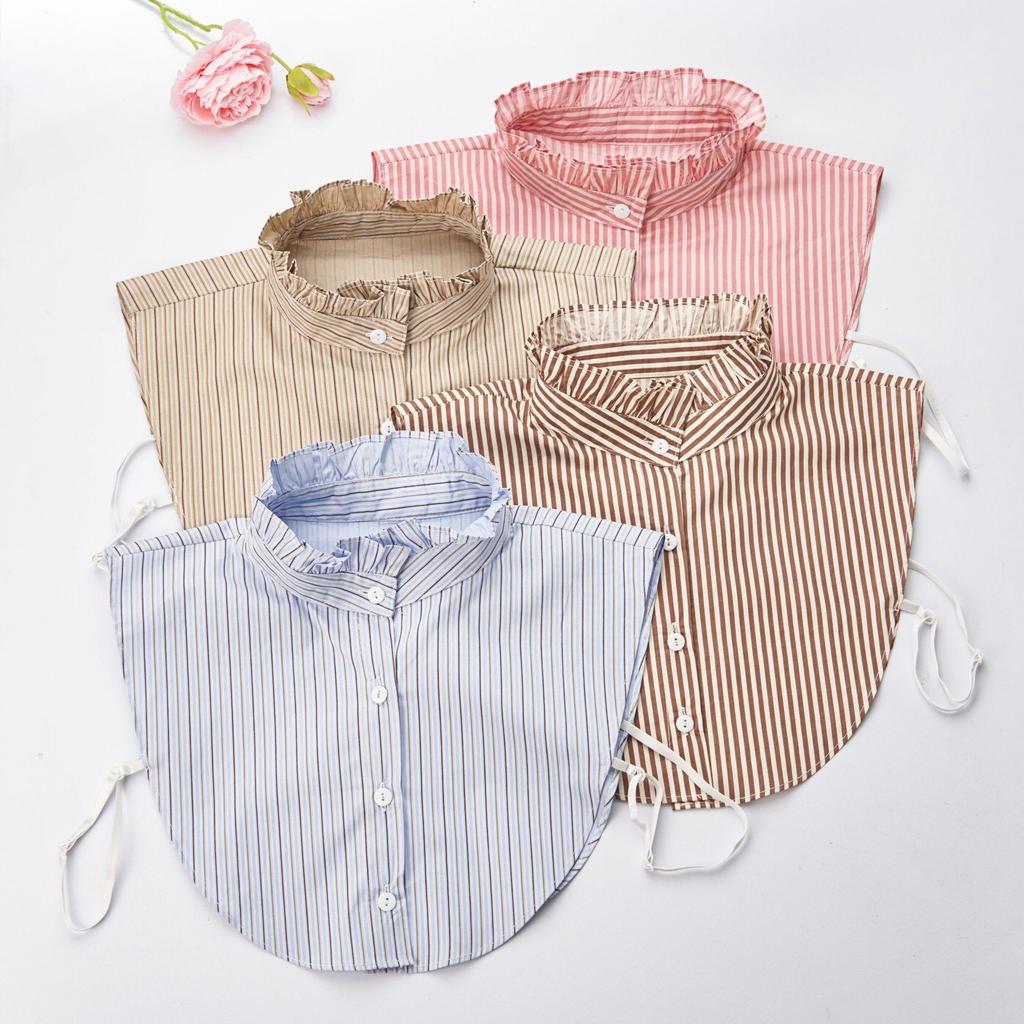 Stand Striped Half-Shirt False Collar for Women's Shirt Blouse Tops Removable Detachable Collars Women Fuax Cols