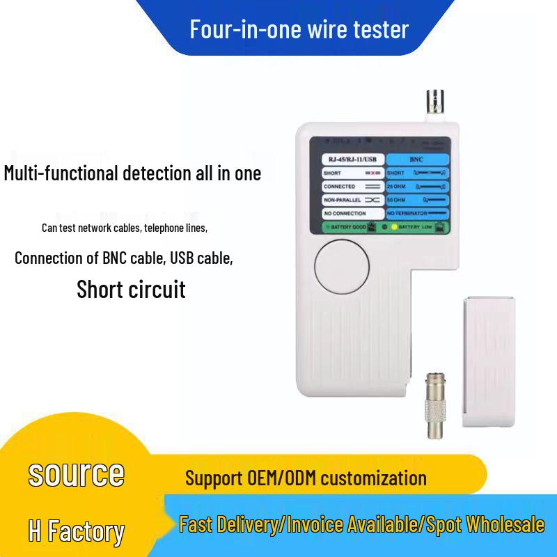 Cable Tester 4-in-1: RJ11, RJ45, USB, BNC Coaxial