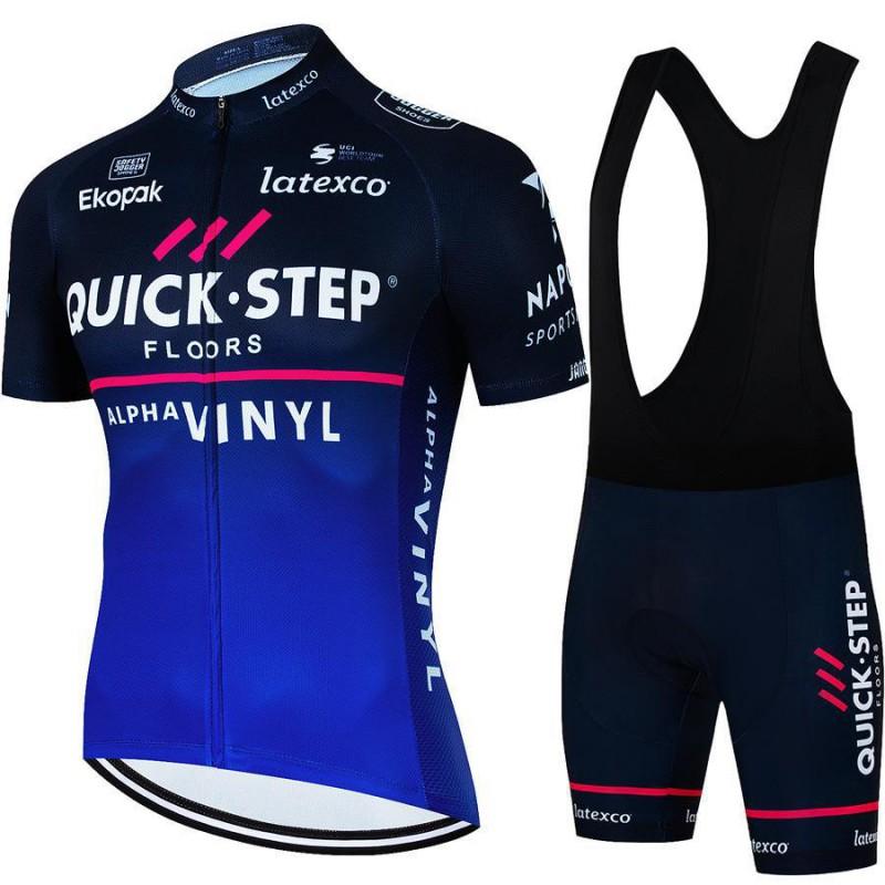 Quick Step Team Cycling Jersey Bib Shorts Set Men Women Breathable Ride Wear
