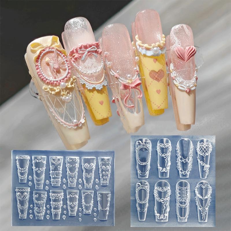 Bow Ribbon Silicone Nail Mold Flower Nail Decorations Nails Diy Design Stereoscopic Stamping Manicure Tools