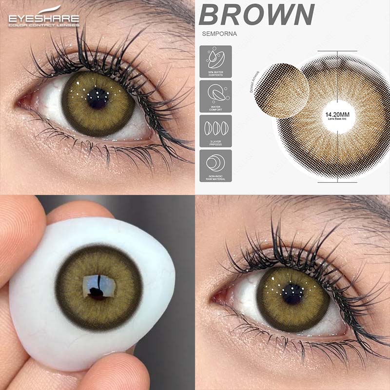 Eyeshare Цветные контактные линзы 1 пара коричневые натуральные линзы для очков фиолетовые модные контактные линзы синие линзы зеленые годовые контактные линзы