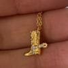 316 Stainless Steel Waterproof Denim Boots Pendant Necklace Cool Cowgirl Cowboy Boot Hat 18K Gold Plated Collar Necklaces Gifts