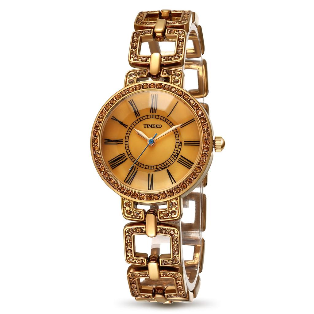 Time100 Watch with Faceted Diamond Classic Roman Seashell and W50220L Women's Crystal, Numerals, Dial, Diamonds,