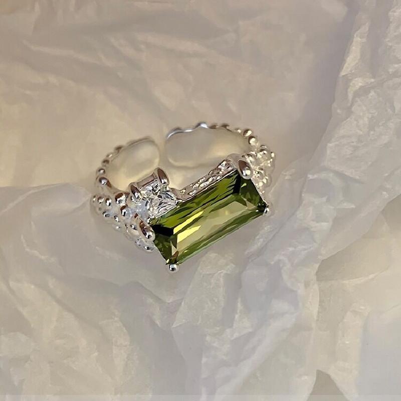 Xiaomi 100% Solid 925 Sterling Green Rectangle Stone Rings For Women Simple Trendy Retro Anillos Party Gifts Accessories