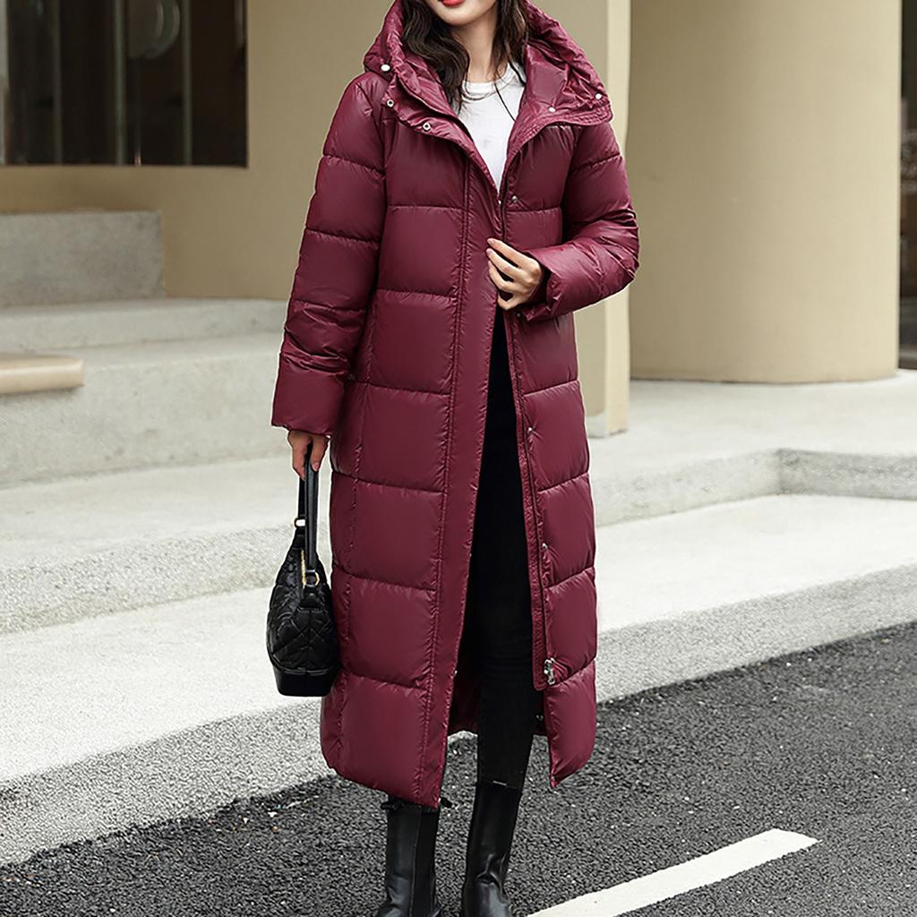 Женская модная повседневная однотонная хлопковая куртка с капюшоном средней длины и длинными рукавами на молнии и пуговицах