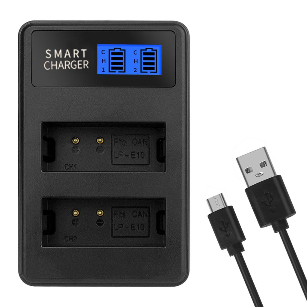 Двухканальное USB-зарядное устройство для аккумуляторов LP-E10 LPE10 LP E10 с ЖК-экраном для EOS 1100D 1200D EOS Rebel T3 EOS Rebel