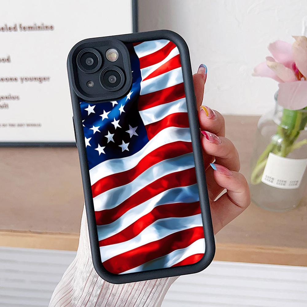 США Флаг Америки Утолщенный ТПУ Чехол для Мобильного Телефона для iPhone 17 16 15 14 13 12 11 Air Pro Max Plus Цветной Чехол