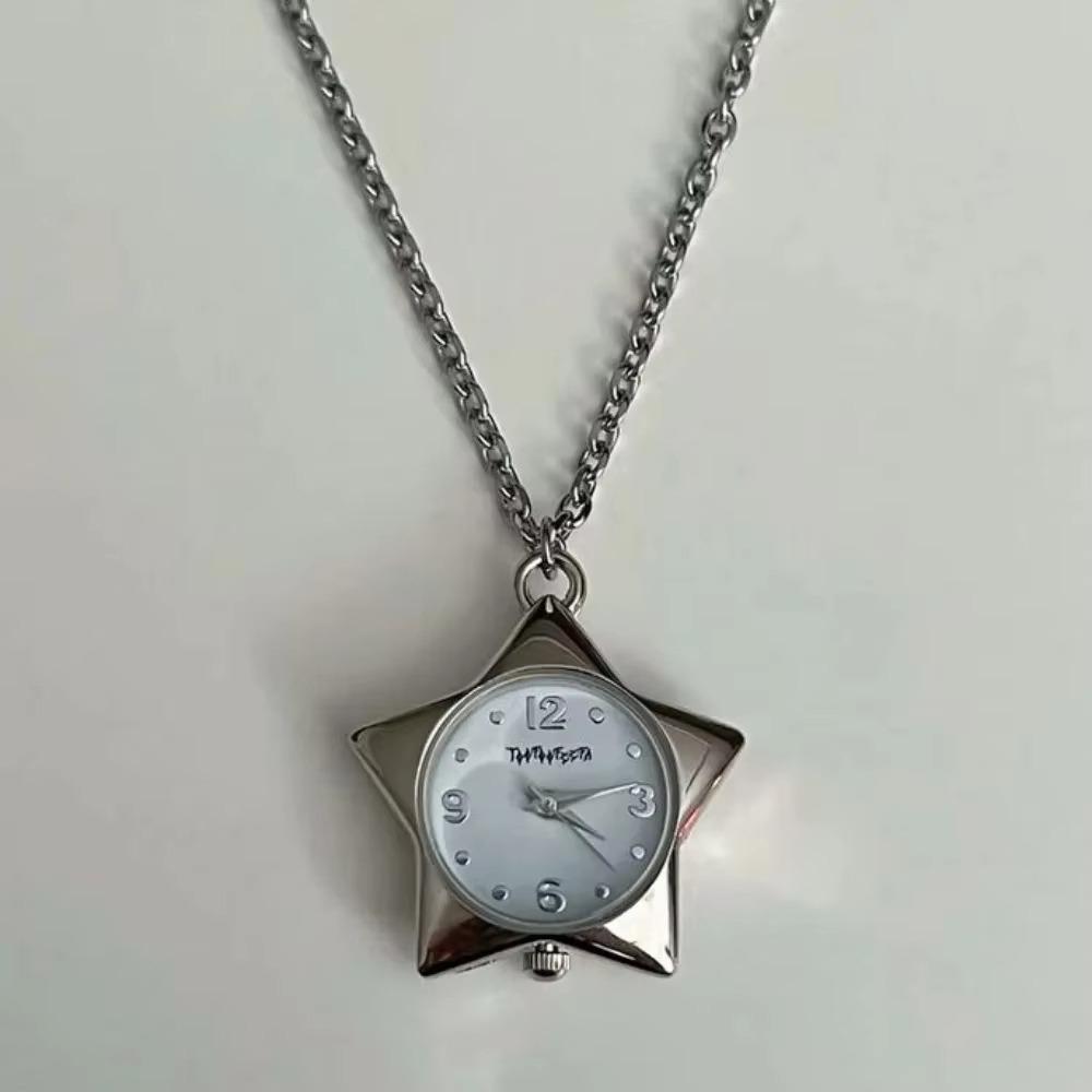 Zinc Zinc Zinc Alloy Star Pocket Necklace Heart-shaped Clock Pendant Creative Y2K Necklace  Casual Outfits