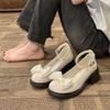 Винтажные туфли Мэри Джейн женские весна 2025 новые нежные туфли на высоком каблуке с круглым носком и юбкой маленькие кожаные туфли
