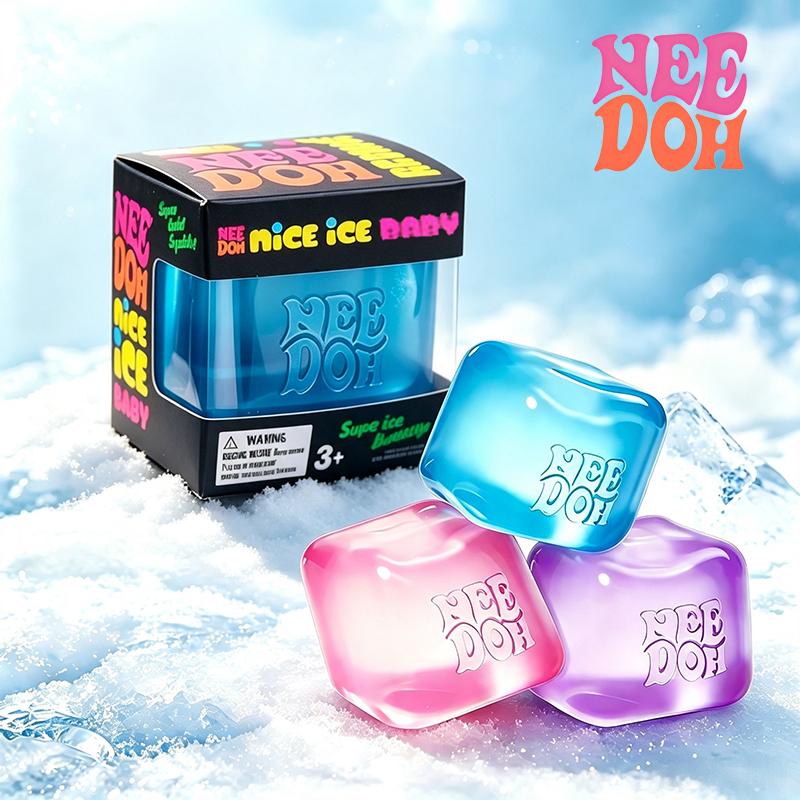Needoh Mini Nice Ice Cube Solid Squish Squeeze Toy Maltose Slow Rebound Stress Relief Sensory Toy Autism ADHD Anxiety Relax Gift