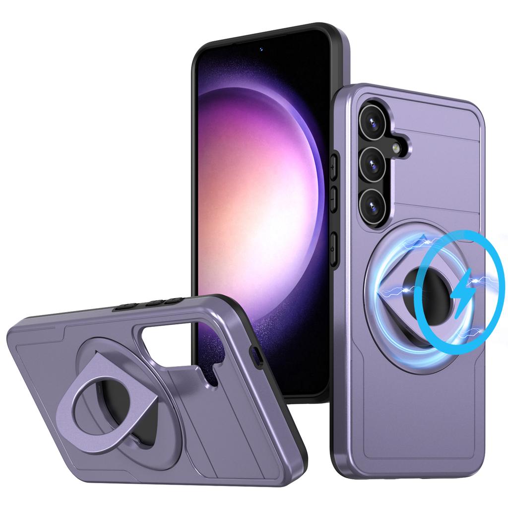For Samsung Galaxy S25+/S24+ Magnetic Case Ring Kickstand PC+TPU Phone Cover