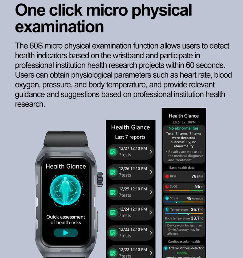 2025 Новые Пульсовая Терапия Микро Физическое Обследование Умные Часы Мужские ЭКГ+ФПГ Кислород в крови Жир в крови Кровяное Давление Браслет Здоровья