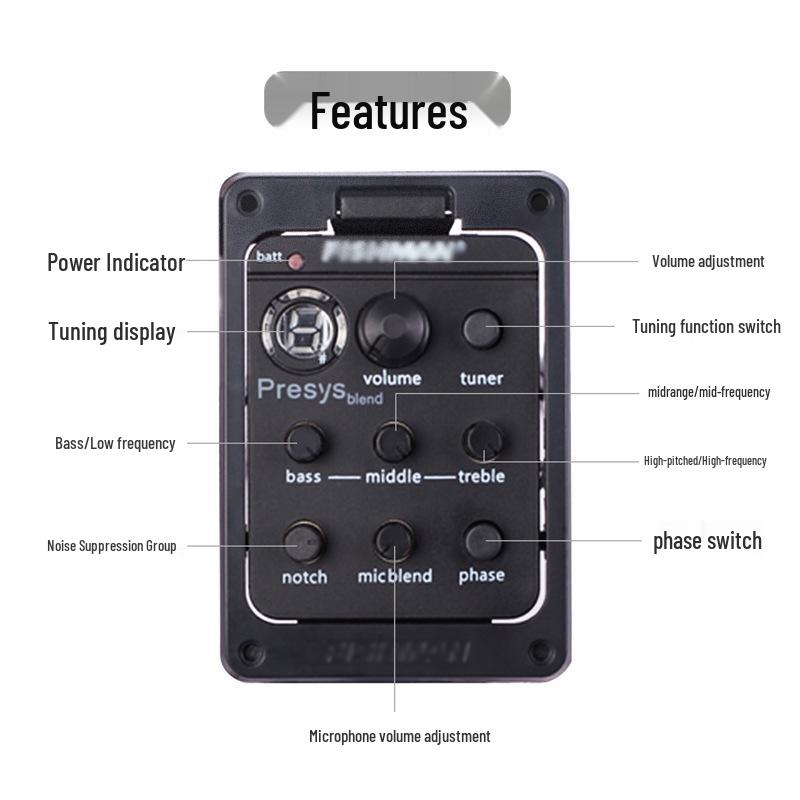 Fisherman Guitar EQ Preamp 301: Folk Guitar Pickup with LCD Tuner