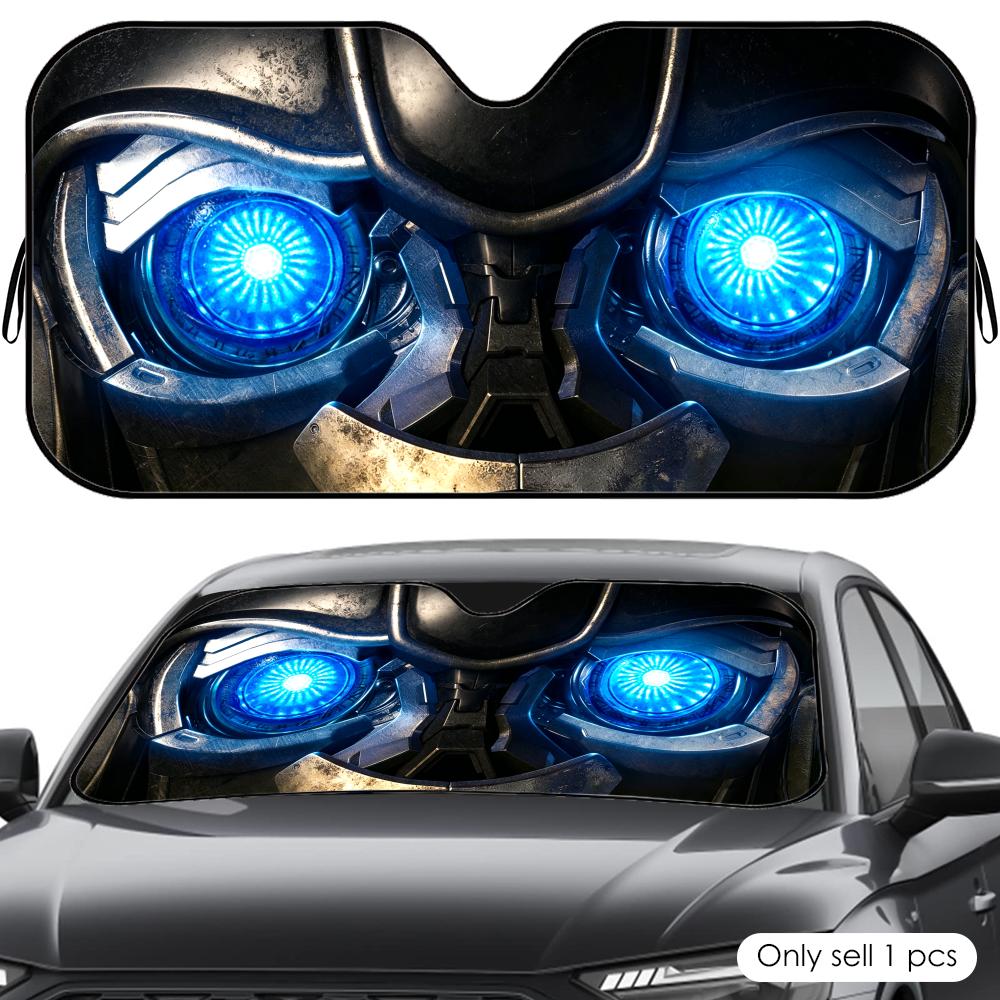 Robotic Eye Design Sun Visor Aluminum Foil Windshield Sunshade with Reflective UV Block Heat Insulation, Foldable Universal Fit