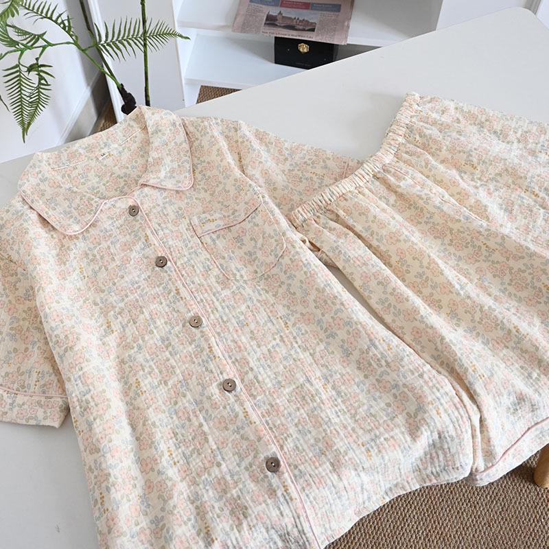 Женский летний пижамный комплект из чистого хлопка - Милый, Дышащий, с коротким рукавом и шортами