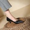 Low Heels Pumps for Women Leather Closed Toe Pointed Toe Kitten Heels Comfort Slip On Stiletto Pumps Women's Work Office Business Wedding Dress Shoes